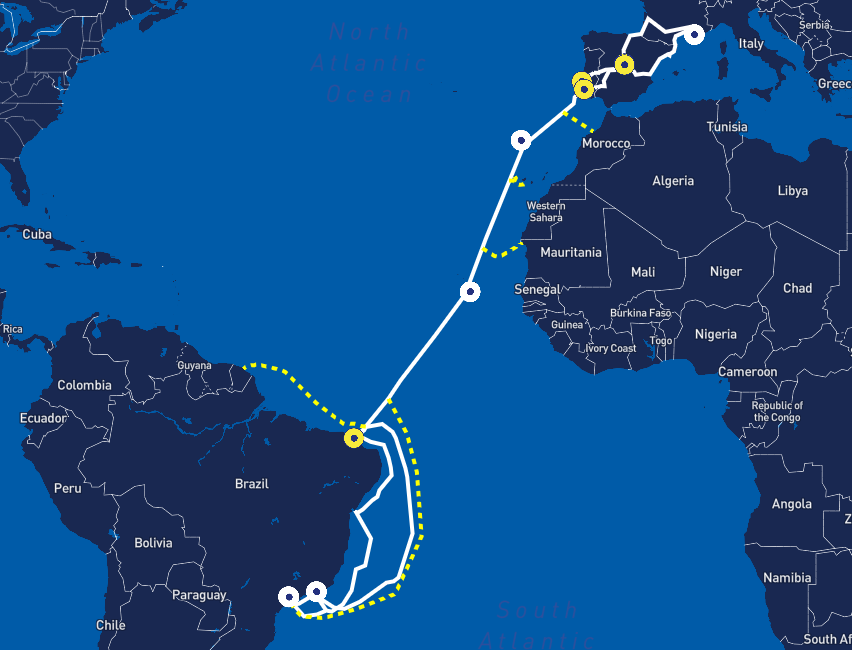 Cabo submarino Ellalink, que liga Brasil à Europa
